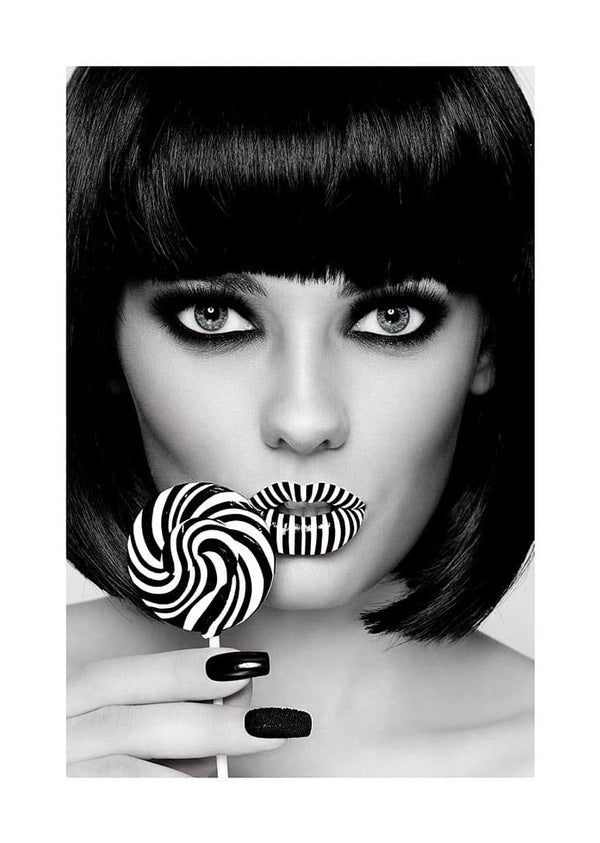 Matching lips and lollypop poster