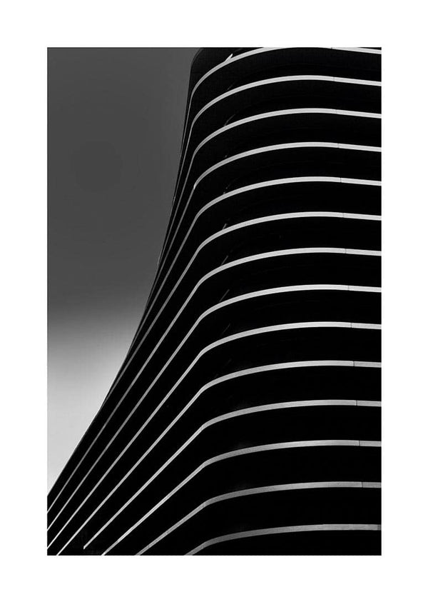 Shaped lines on black poster