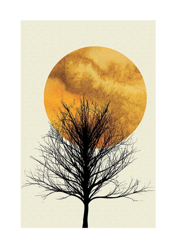 Sunrise and lonely tree poster