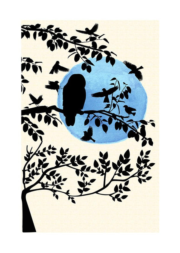 Wintermorning and birds poster