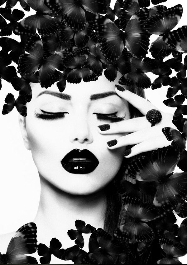 Black lipstick butterflies poster