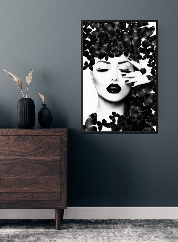 Black lipstick butterflies poster