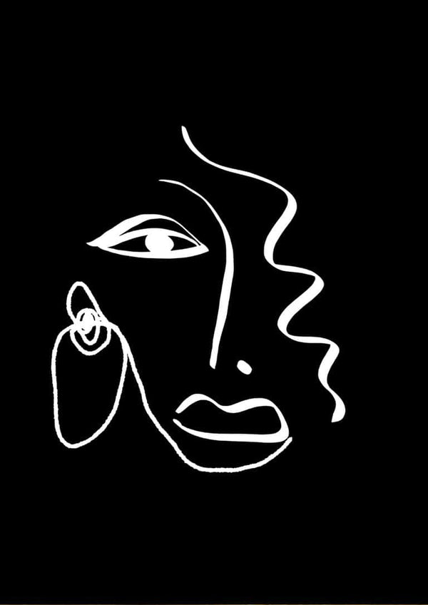 Line art ansigt minimalistisk kunstposter