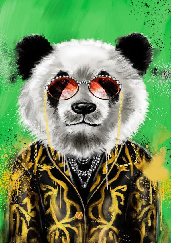 Panda With gold Jacket Poster