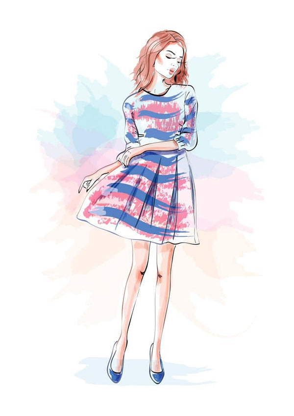 Blaues Kleid Mädchen Poster