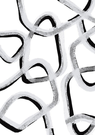 Abstract black and white overlapping curved lines artwork for "Make you stay" by Anastasia Sawall.