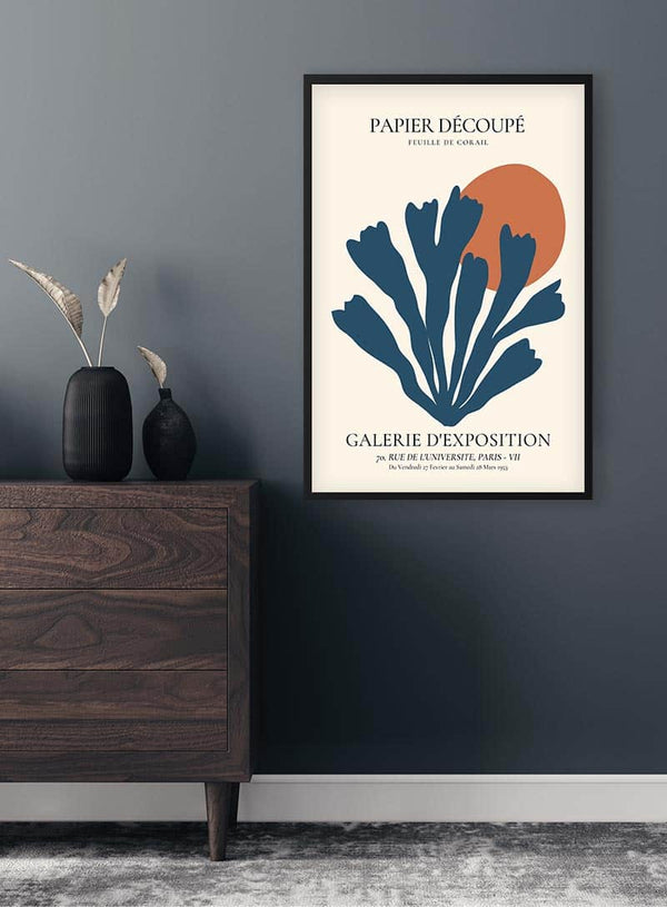 Blue Coral Decoupe Poster
