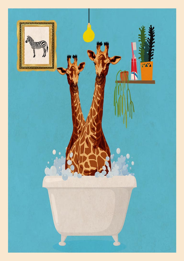 Giraffes In Bath - Wallchart