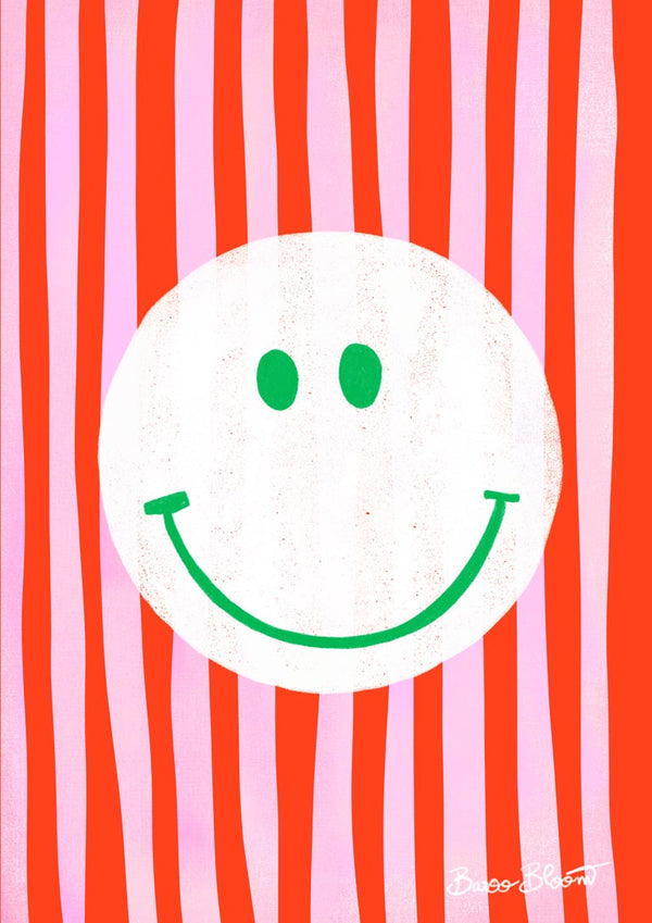 Pink Smiley In Stripes - Baroo Bloom