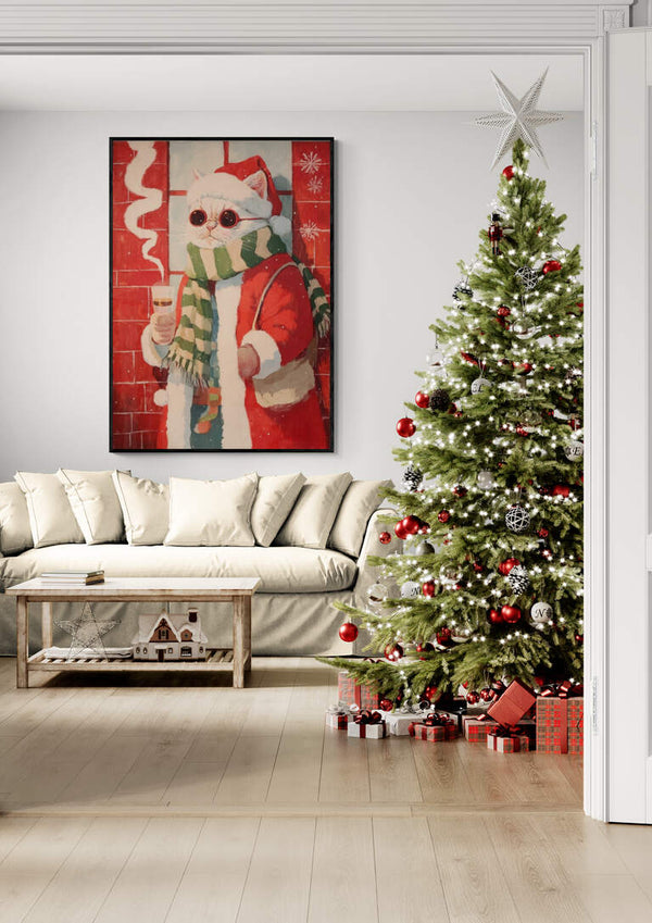 White Cat Santa Claus