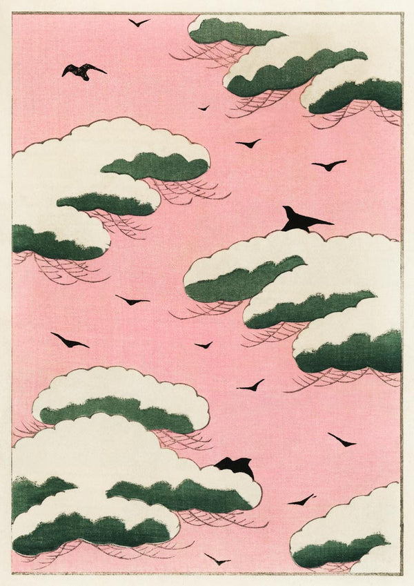 Pink sky by Watanabe Seitei japansk kunstposter
