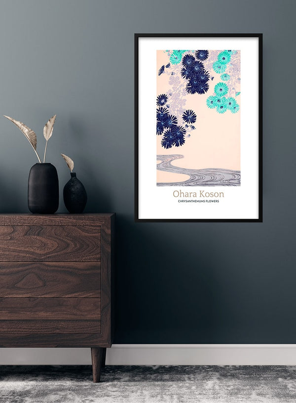 Chrysanthemums flowers by Ohara Koson japansk kunstposter
