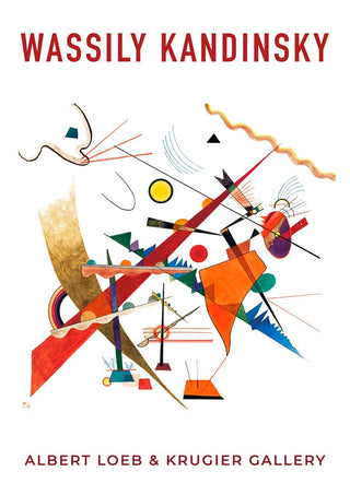 Abstract Kandinsky artwork with bold geometric shapes, featured on a poster for an exhibition at Albert Loeb & Krugier Gallery.