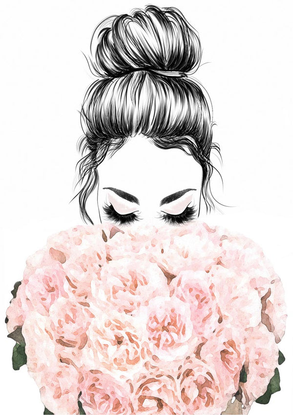 Woman And Flowers Poster