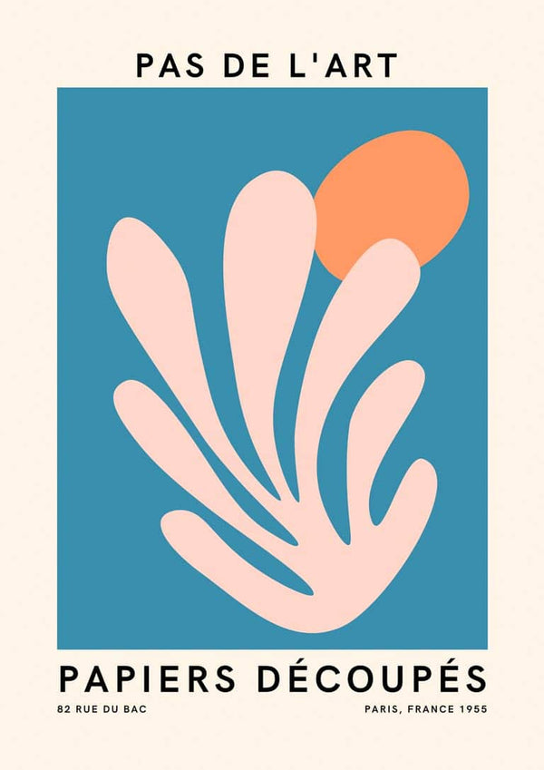 French Art Inspired Pink on Blue Poster