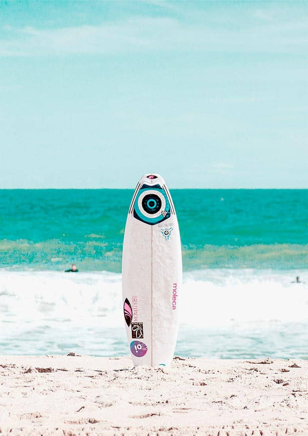 Surfboard on Beach Poster