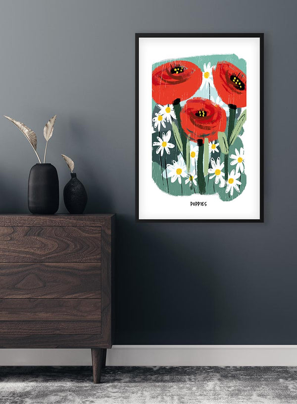 Flowerbomb Poppies Poster til Stuen