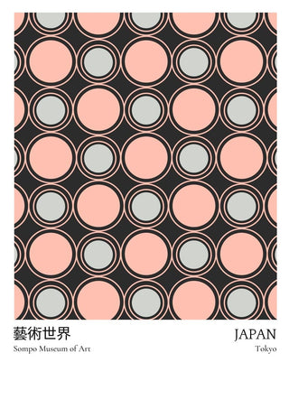 Poster featuring a pattern of pink and gray dots, labeled "Sompo Museum of Art, Japan" for the Pink Dots Exhibition.
