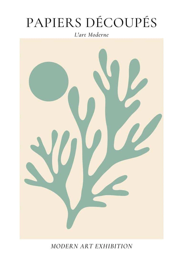 Matisse Inspired Green Coral and Sun Poster
