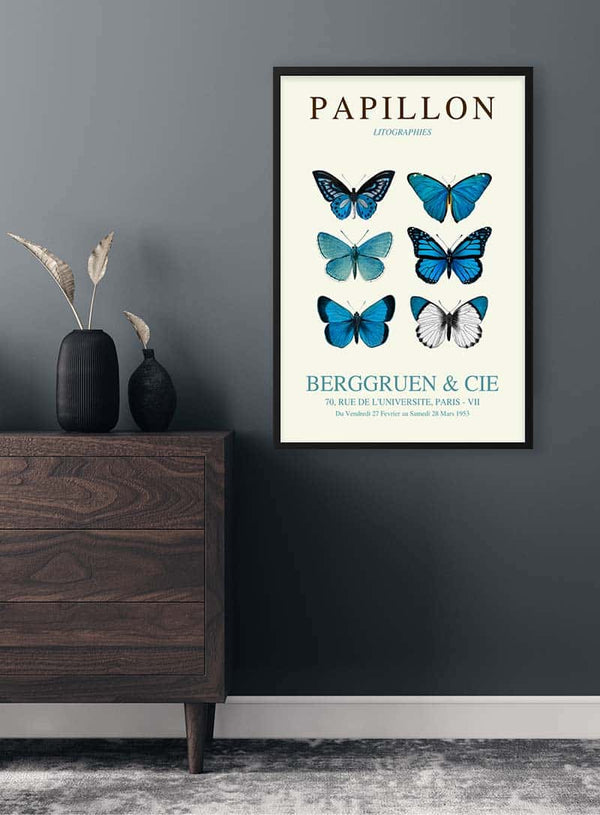 Blue Papillon Poster
