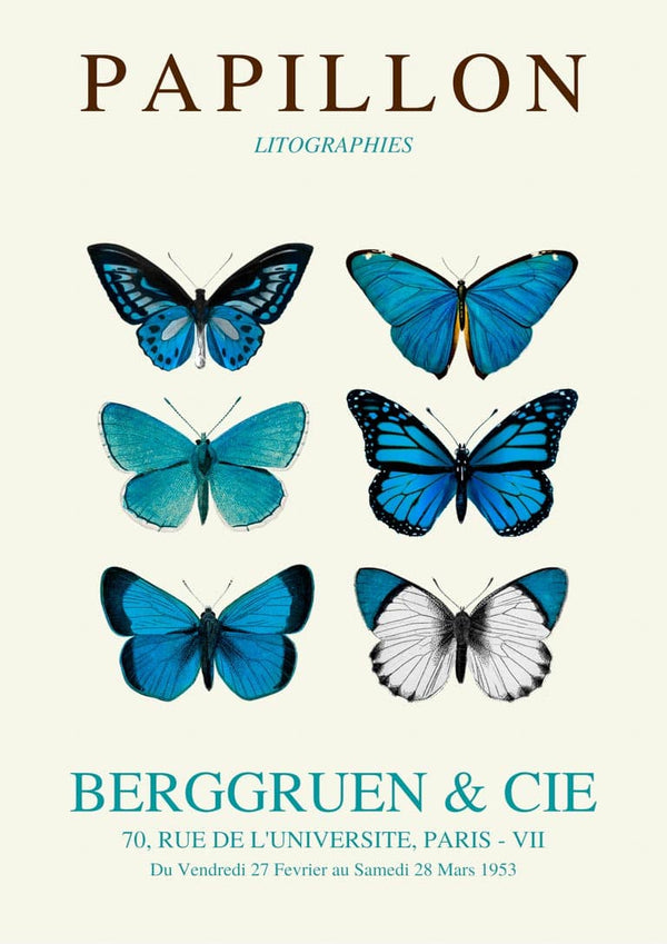 Blue Papillon Poster