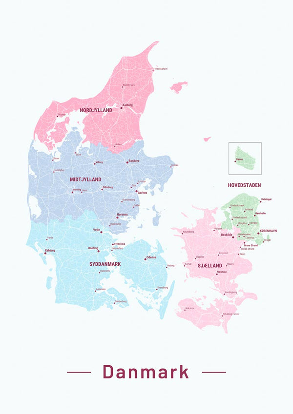 Danmarkskort No 01 Poster