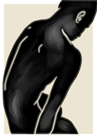 Minimalist black and white illustration of a seated nude figure from "Thinkin Out Loud" by Vincent von Hauzer.