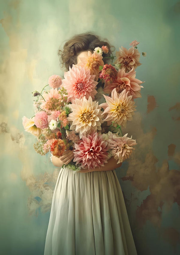 Dahlias in Vintage Green - Annika Persson