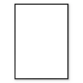 Blank black poster template for custom image upload, displayed on a product page with a thin frame border.