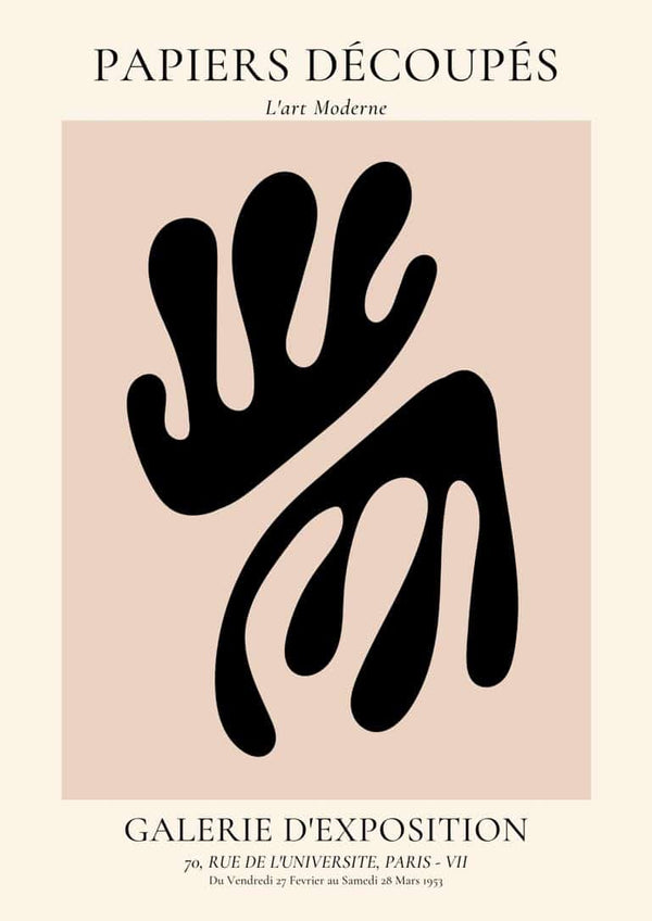 French Art Inspired black coral on pink poster
