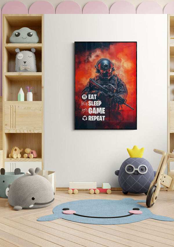 Eat Sleep Repeat Gamer Poster